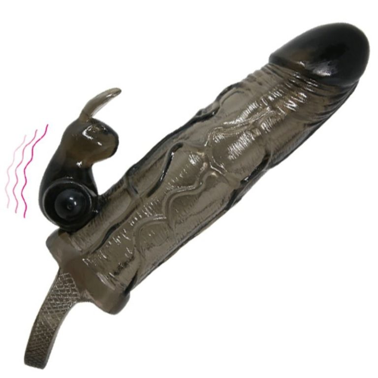 brave-man-funda-realistica-pene-con-rabbit-16.5-cm-negro-1