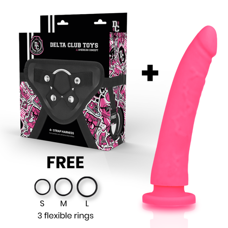 delta-club-toys-dildo-+-arnes-rosa-silicona-medica-20-x-4cm-1