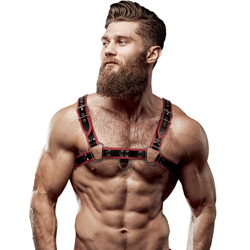 fetish-submissive-attitude---arnÉs-ecopiel-pecho-hombre-negro/rojo-0
