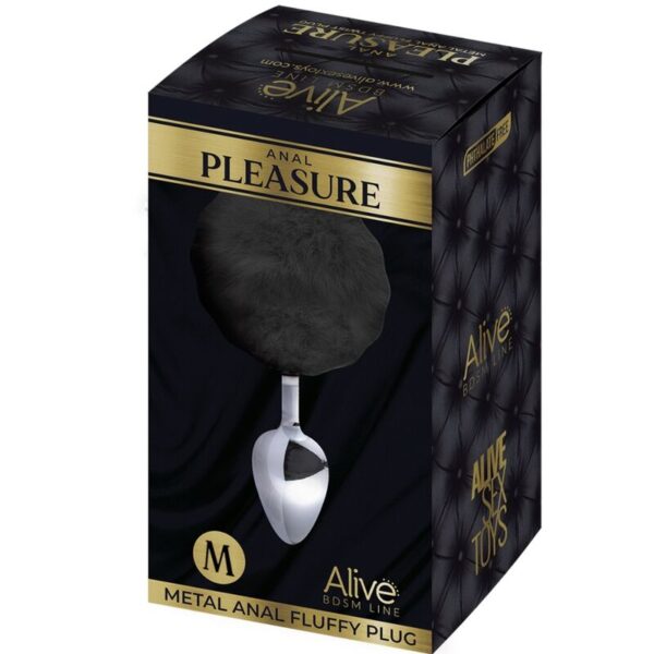 alive---anal-pleasure-plug-espiral-metal-pompon-negro-talla-m-2