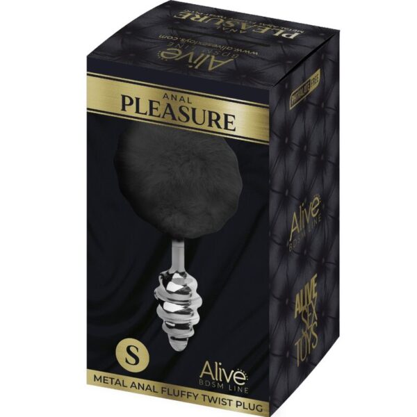alive---anal-pleasure-plug-espiral-metal-pompon-negro-talla-s-2