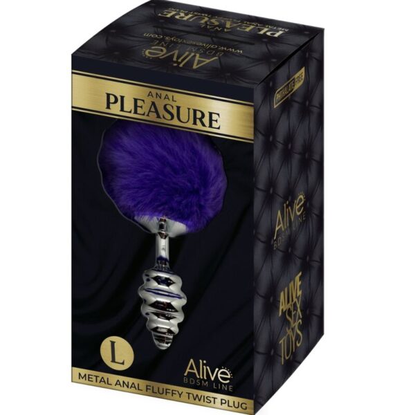 alive---anal-pleasure-plug-espiral-metal-pompon-violeta-oscuro-talla-l-4