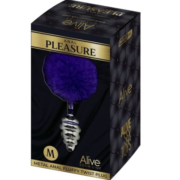 alive---anal-pleasure-plug-espiral-metal-pompon-violeta-oscuro-talla-m-4
