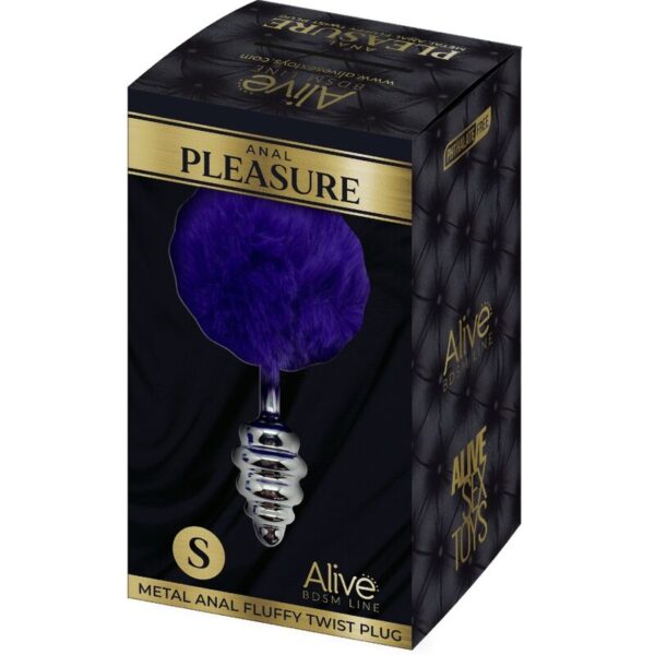 alive---anal-pleasure-plug-espiral-metal-pompon-violeta-oscuro-talla-s-4