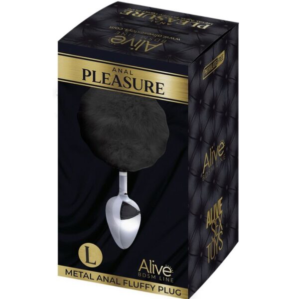 alive---anal-pleasure-plug-liso-metal-pompon-negro-talla-l-1