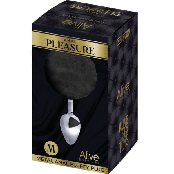 alive---anal-pleasure-plug-liso-metal-pompon-negro-talla-m-1