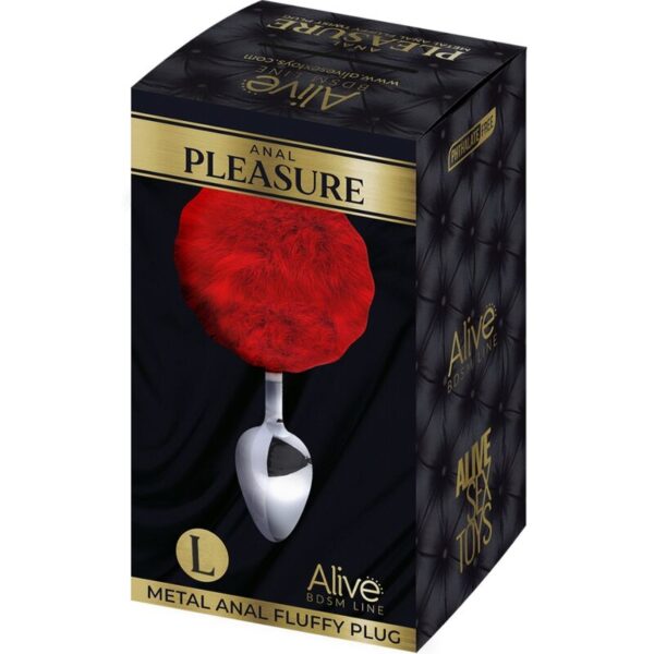 alive---anal-pleasure-plug-liso-metal-pompon-rojo-talla-l-1