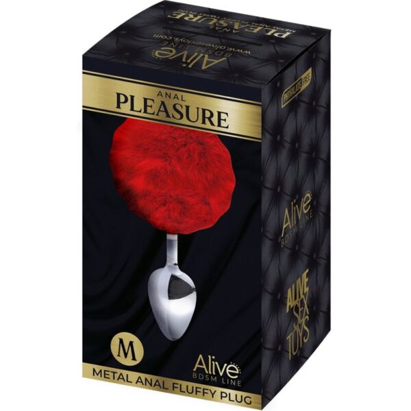 alive---anal-pleasure-plug-liso-metal-pompon-rojo-talla-m-1