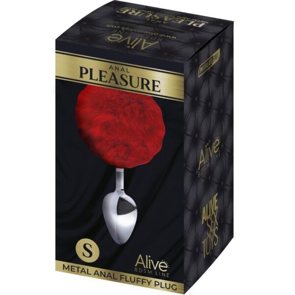 alive---anal-pleasure-plug-liso-metal-pompon-rojo-talla-s-1