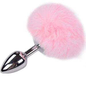 alive---anal-pleasure-plug-liso-metal-pompon-rosa-talla-m-0