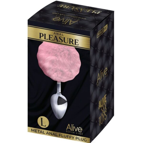 alive---anal-pleasure-plug-liso-metal-pompon-rosa-talla-s-1