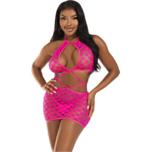 leg-avenue---mini-vestido-con-aberturas-fucsia-talla-Única-0
