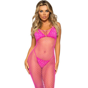 leg-avenue---vestido-de-rejilla-largo-fucsia-talla-Única-0