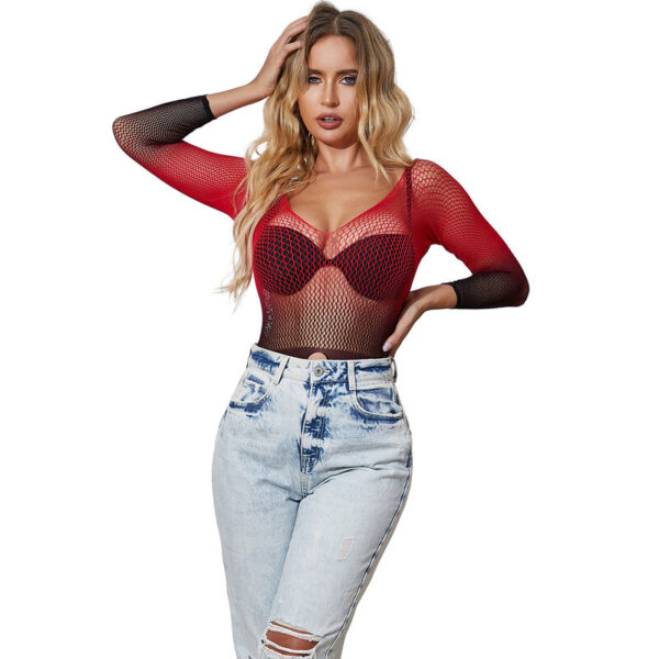 subblime---952259-vestido-de-rejilla-elstico-manga-larga-degradado-rojo-y-negro-talla-Única-5