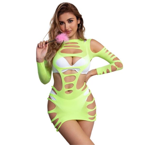 subblime---952280-vestido-de-rejilla-elstico-manga-larga-verde-talla-Única-3