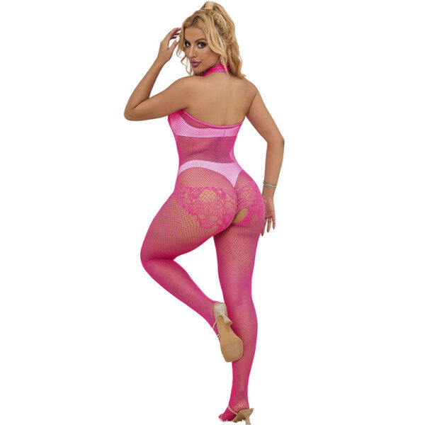 subblime---952389-bodystocking-crotchless-de-rejilla-y-encaje-con-cuello-alto-rosa-talla-Única-1