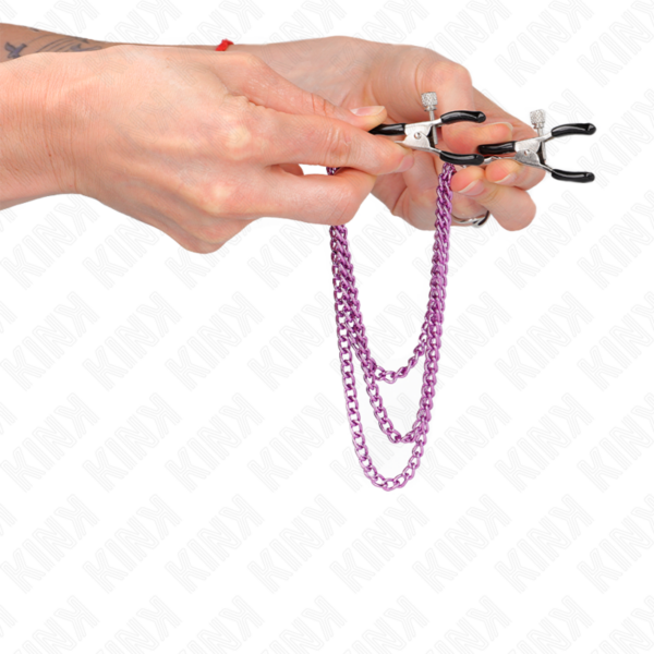 kink---pinzas-para-pezones-con-triple-cadena-violeta-20/23/28-cm-3
