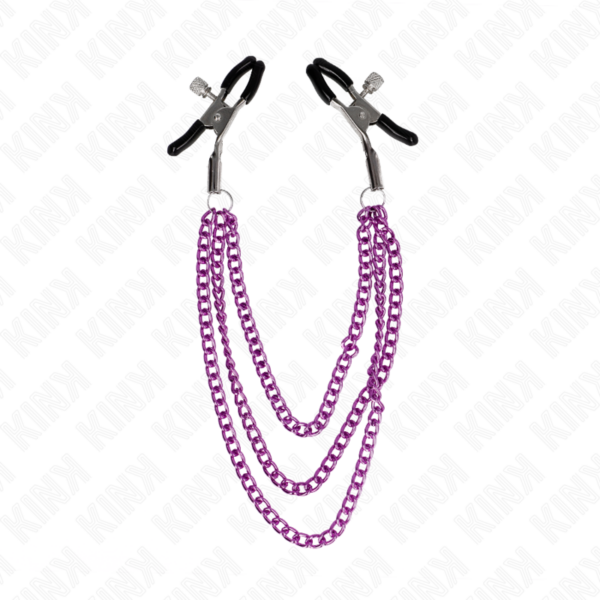 kink---pinzas-para-pezones-con-triple-cadena-violeta-20/23/28-cm-1