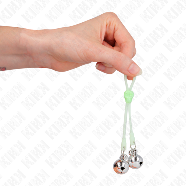 kink---pinzas-para-pezones-luminosas-forma-calabera-con-cascabel-sonoro-ajustable-verde-/-plateado-3
