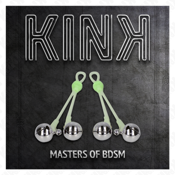kink---pinzas-para-pezones-luminosas-forma-calabera-con-cascabel-sonoro-ajustable-verde-/-plateado-4
