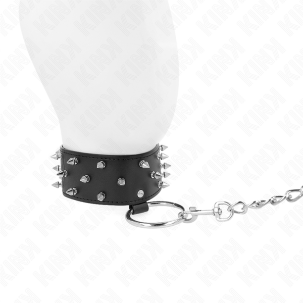 kink---collar-con-correa-65-cm-con-tachuelas-plateadas-modelo-5-ajustable-36-43-cm-x-5-cm-2