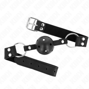 kink---mordaza-de-bola-4-cm-transpirable-con-doble-remache-modelo-1-negro-62-x-2.5-cm-ajustable-42-58-cm-0