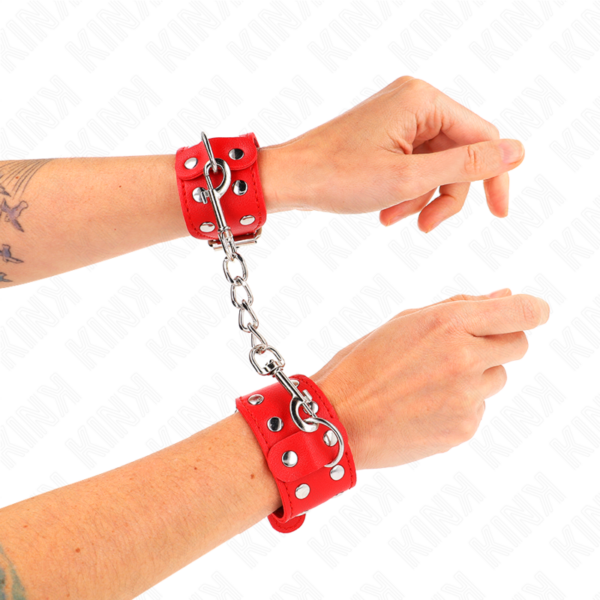 kink---muÑequeras-con-doble-lÍnea-de-tachuelas-ajustable-rojo-2