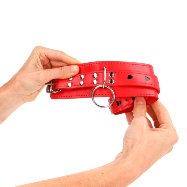 kink---muÑequeras-rojo-con-incrustaciÓn-de-corazÓn-negro-ajustable-21-28-cm-x-5.5-cm-3