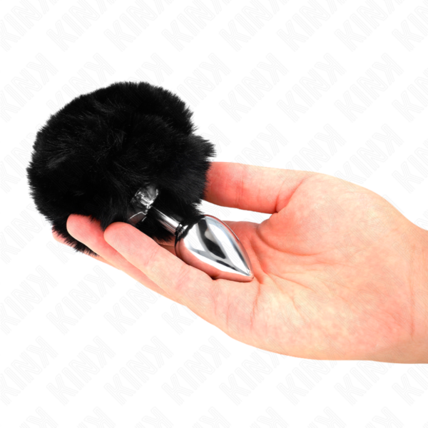 kink---plug-7-x-3-cm-de-acero-inoxidable-con-cola-de-conejo-piel-sintÉtica-8-cm-negro-2