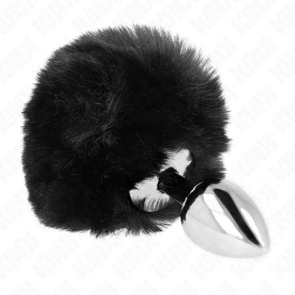 kink---plug-7-x-3-cm-de-acero-inoxidable-con-cola-de-conejo-piel-sintÉtica-8-cm-negro-1