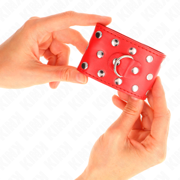 kink---muÑequeras-con-cierre-a-presiÓn-lleno-de-tachuelas-ajustable-rojo-19-24-cm-x-5.5-cm-2