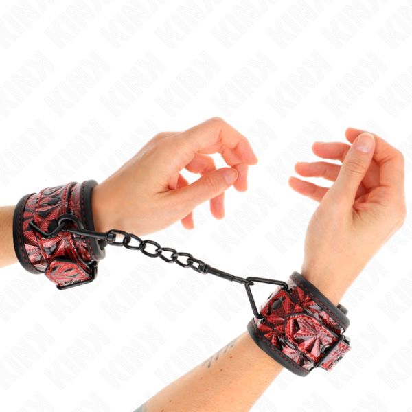 kink---muÑequeras-con-patrÓn-de-diamantes-rojo-oscuro-ajustable-17-26-cm-x-5.5-cm-3