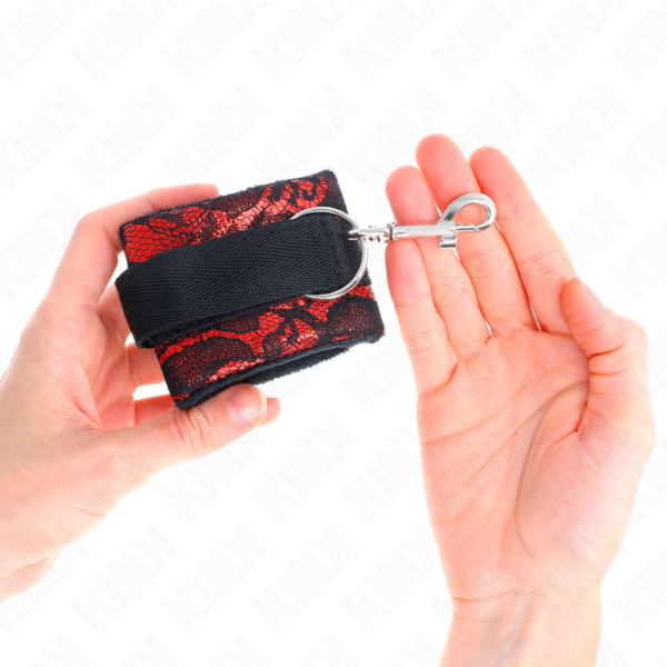 kink---muÑequeras-cortas-de-encaje-terciopelo-y-uniÓn-de-nylon-rojo/negro-23-x-6.5-cm-2
