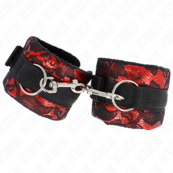 kink---muÑequeras-cortas-de-encaje-terciopelo-y-uniÓn-de-nylon-rojo/negro-23-x-6.5-cm-1