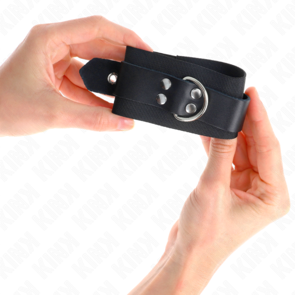 kink---muÑequeras-de-nylon-negro-con-correa-cuero-negro-ajustable-19-29-cm-x-5.1-cm-2