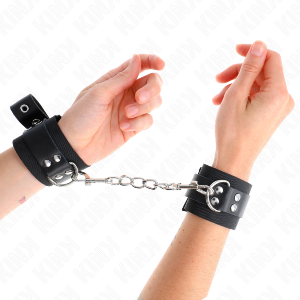 kink---muÑequeras-de-nylon-negro-con-correa-cuero-negro-ajustable-19-29-cm-x-5.1-cm-3