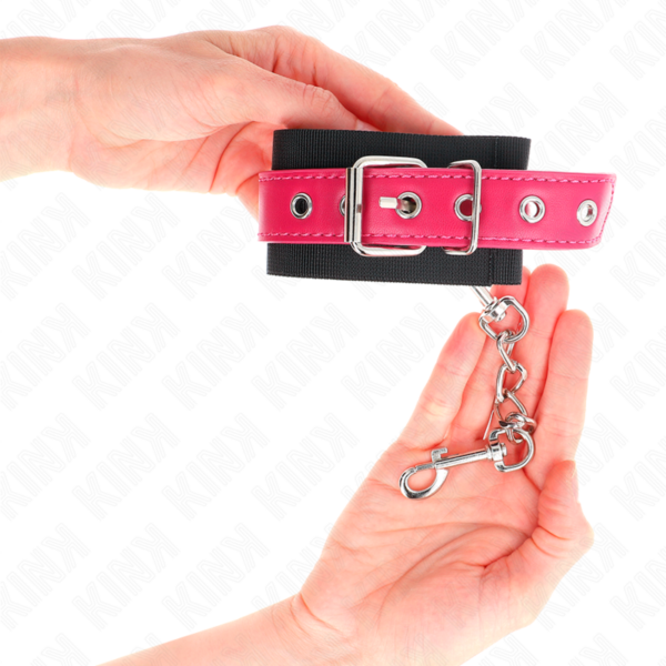 kink---muÑequeras-de-nylon-negro-con-correa-polipiel-fuscia-ajustable-19-29-cm-x-5.1-cm-2