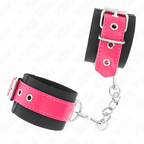 kink---muÑequeras-de-nylon-negro-con-correa-polipiel-fuscia-ajustable-19-29-cm-x-5.1-cm-1