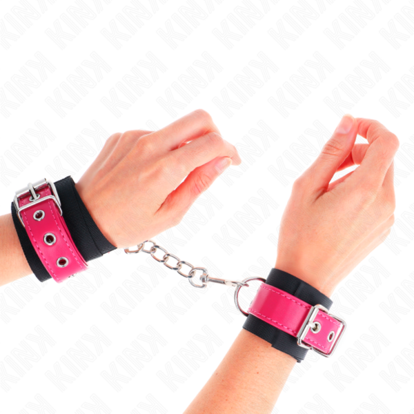 kink---muÑequeras-de-nylon-negro-con-correa-polipiel-fuscia-ajustable-19-29-cm-x-5.1-cm-3