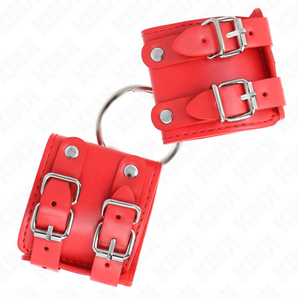 kink---muÑequeras-fijas-con-anilla-y-tachuelas-rojo-ajustable-17-22-cm-x-6.5-cm-1