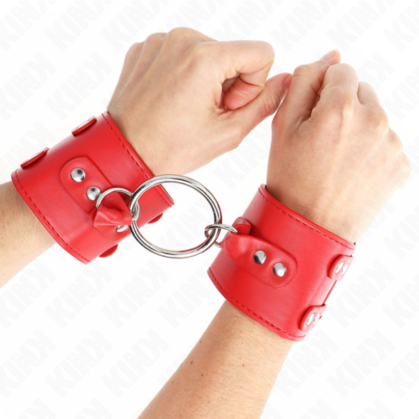 kink---muÑequeras-fijas-con-anilla-y-tachuelas-rojo-ajustable-17-22-cm-x-6.5-cm-3
