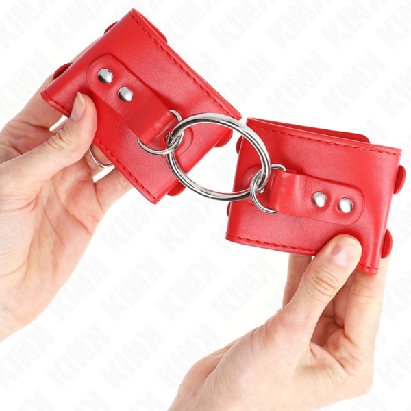 kink---muÑequeras-fijas-con-anilla-y-tachuelas-rojo-ajustable-17-22-cm-x-6.5-cm-2