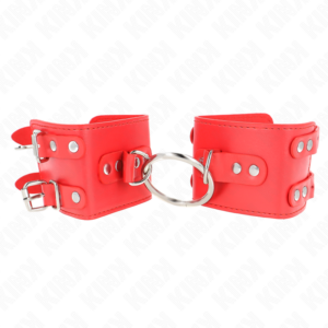 kink---muÑequeras-fijas-con-anilla-y-tachuelas-rojo-ajustable-17-22-cm-x-6.5-cm-0