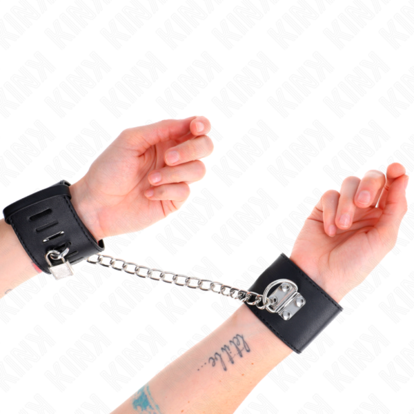 kink---muÑequeras-fijas-con-cadena-30-cm-y-cierre-candado-negro-ajustable-16-23-cm-x-5.5-cm-3