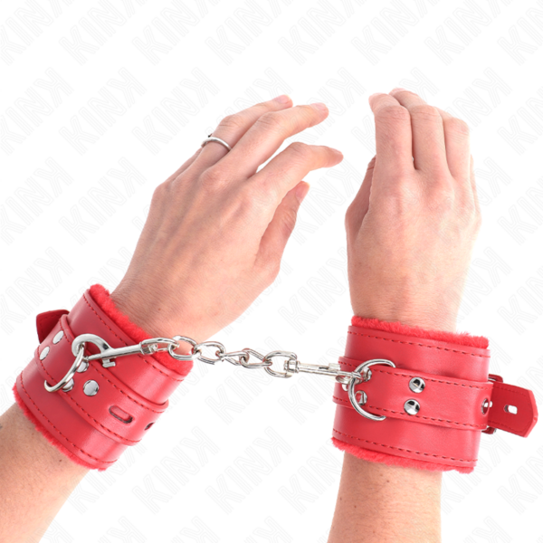kink---muÑequeras-forradas-con-agujeros-cuadrados-rojo-y-correa-rojo-ajustable-17-29-cm-x-6-cm-3