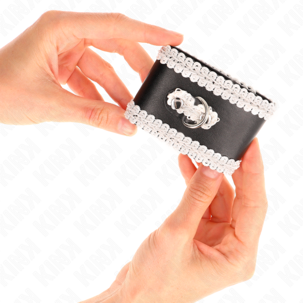 kink---muÑequeras-negro-con-encaje-decorativo-blanco-ajustable-20-23-cm-x-5.5-cm-2