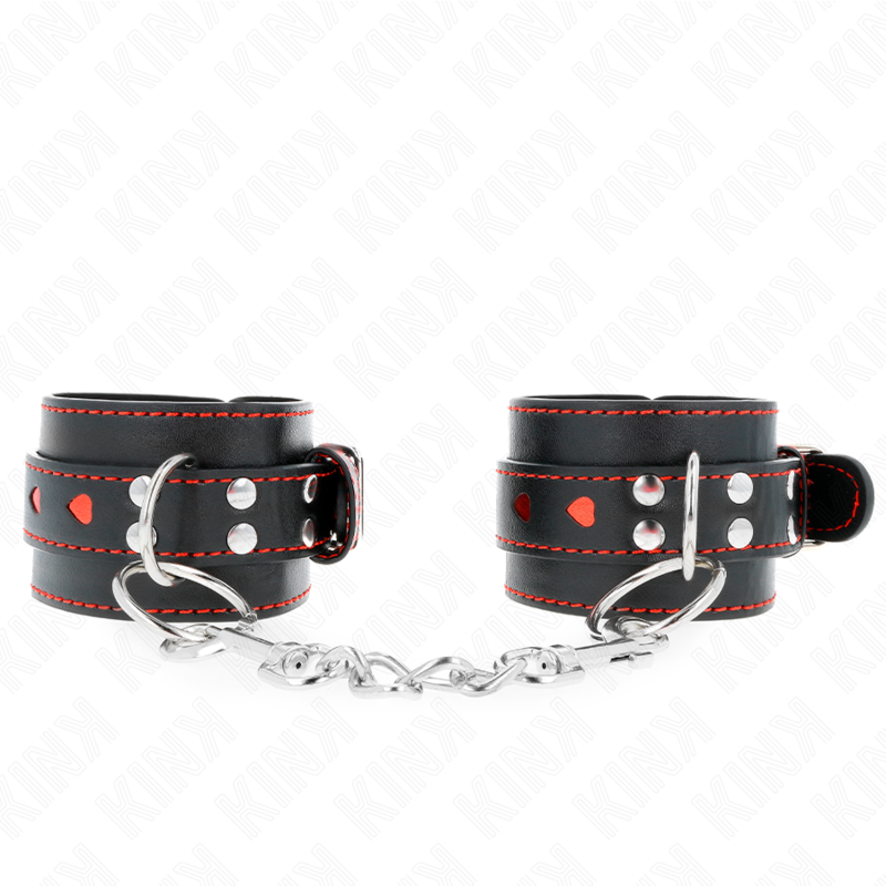kink---muÑequeras-negro-con-incrustaciÓn-de-corazÓn-rojo-ajustable-21-28-cm-x-5.5-cm-0