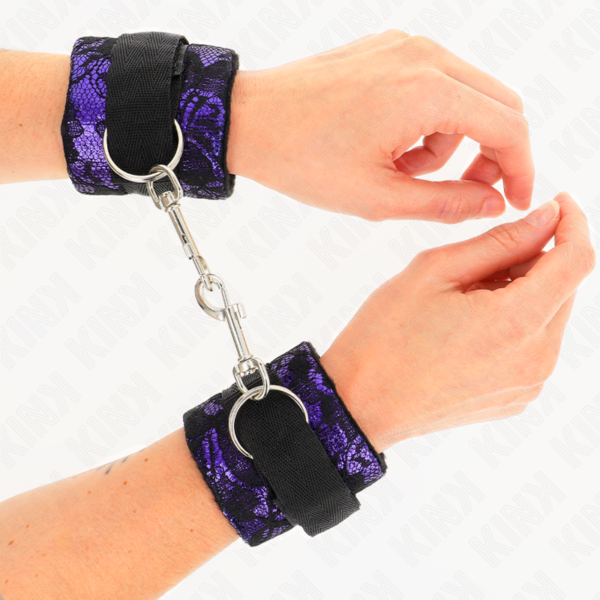 kink---muÑequeras-cortas-de-encaje-terciopelo-y-uniÓn-de-nylon-violeta/negro-23-x-6.5-cm-2