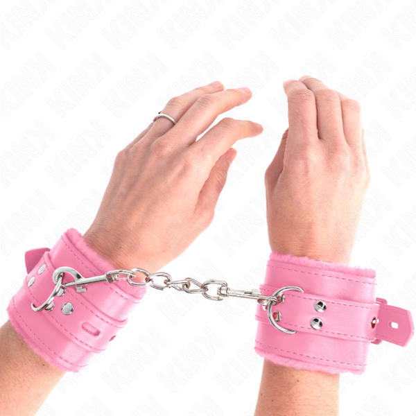 kink---muÑequeras-forradas-con-agujeros-cuadrados-rosa-y-correa-rosa-ajustable-17-29-cm-x-6-cm-2