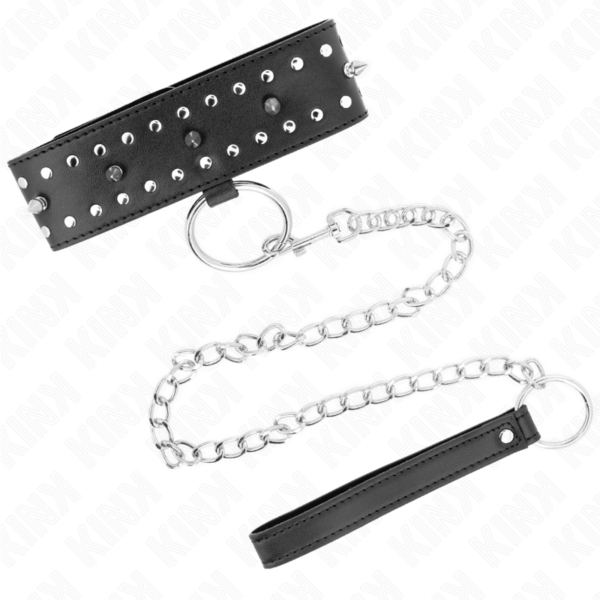 kink---collar-con-correa-65-cm-con-tachuelas-plateadas-modelo-1-ajustable-36-43-cm-x-5-cm-2
